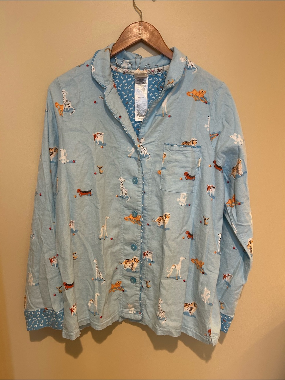 munki munki Light Blue Dog Print Bamboo Cotton Blend Women's Pajama Set Size M - Picture 3 of 7